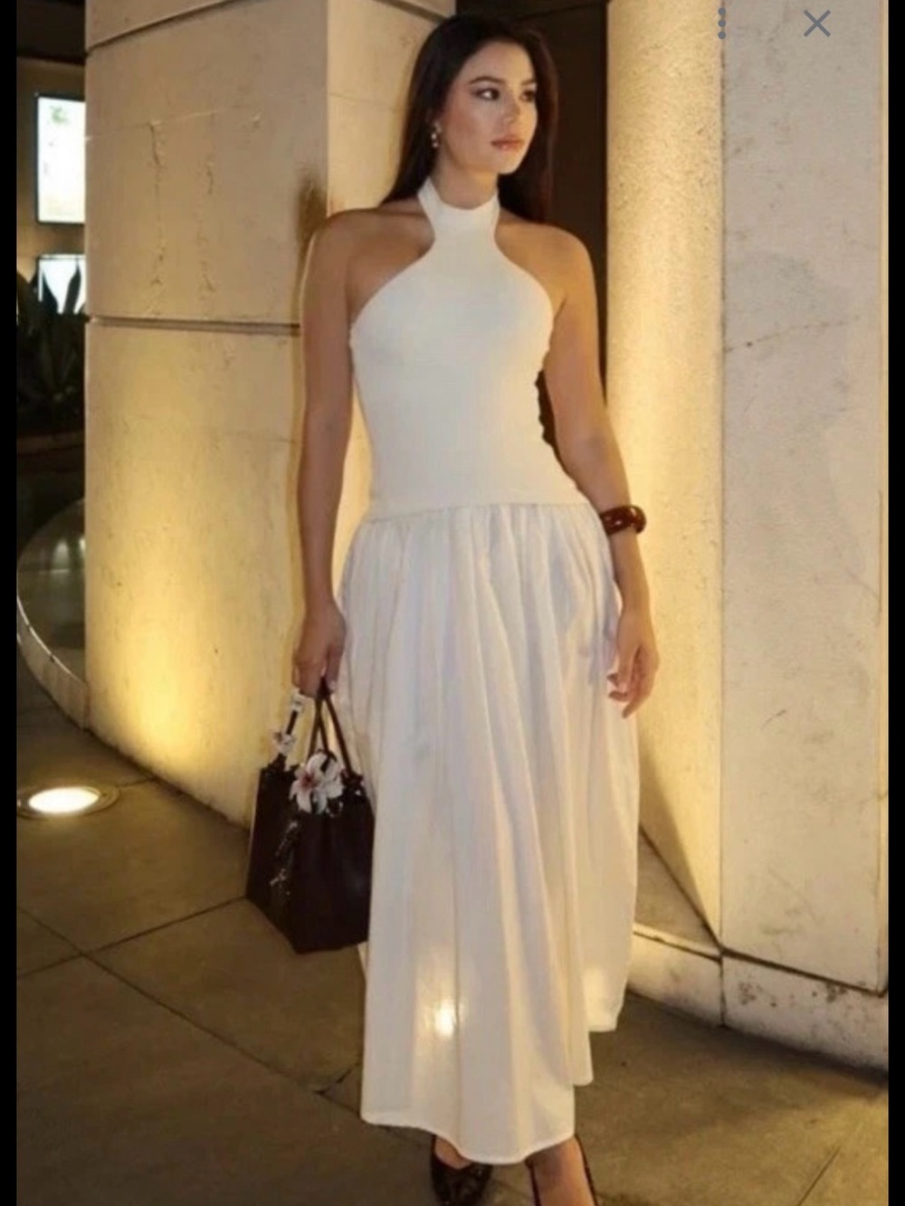 Zara White Halter Neck Maxi Dress